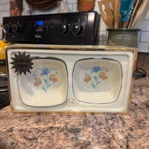 Lenox Provencal Garden Rounded Square Dipping Bowls Set of 2 new in box vintage